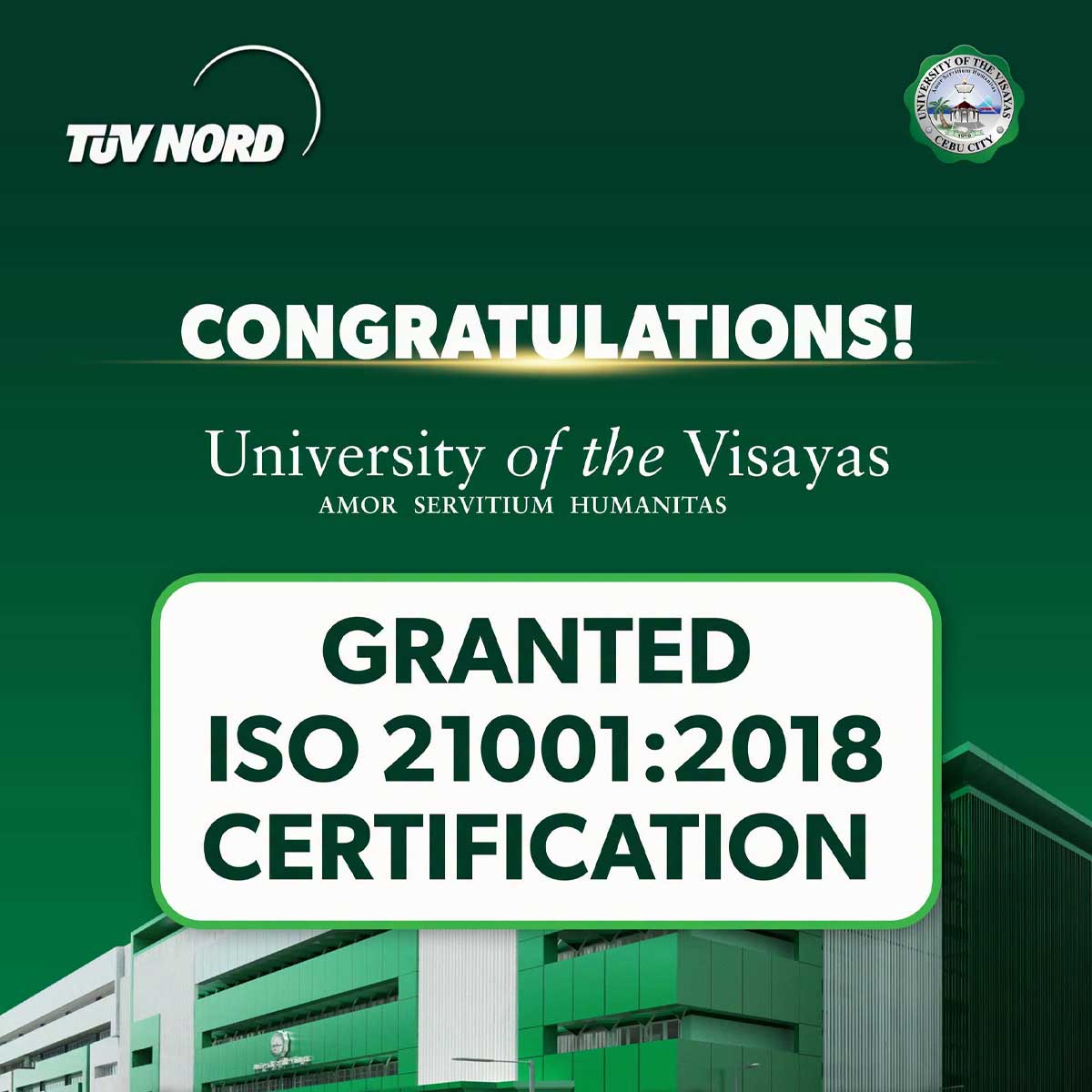 UV Earns ISO 21001:2018 Certification