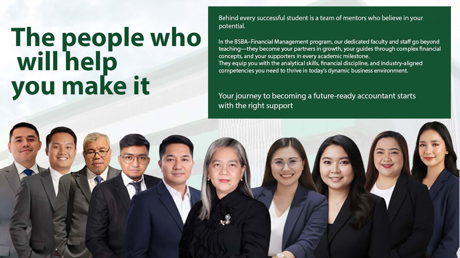 BSBA, major in Financial Management